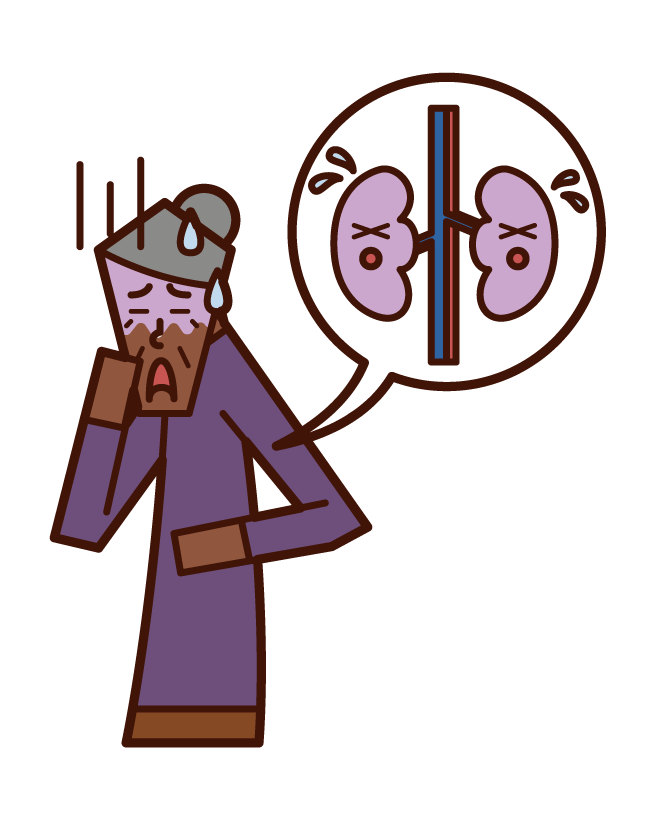 Illustration of kidney disease and renal cancer (grandmother)