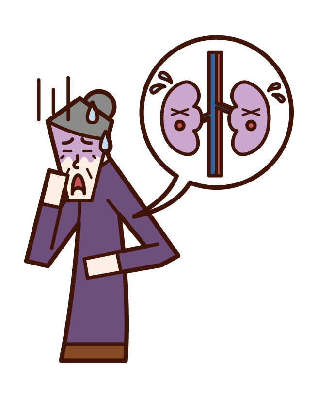 Illustration of kidney disease and renal cancer (grandmother)