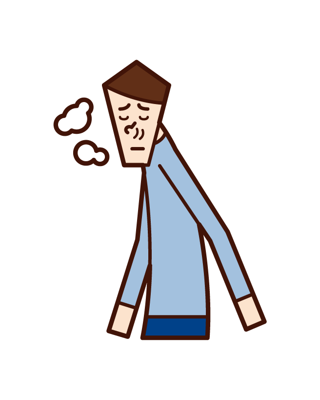 Illustration of a person (man) who smells and smells