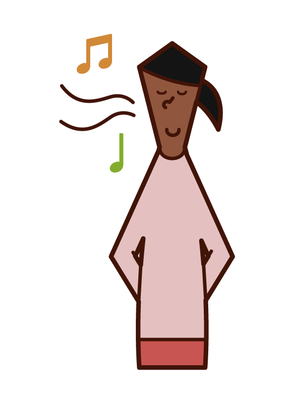 Illustration of a woman singing a nasal song