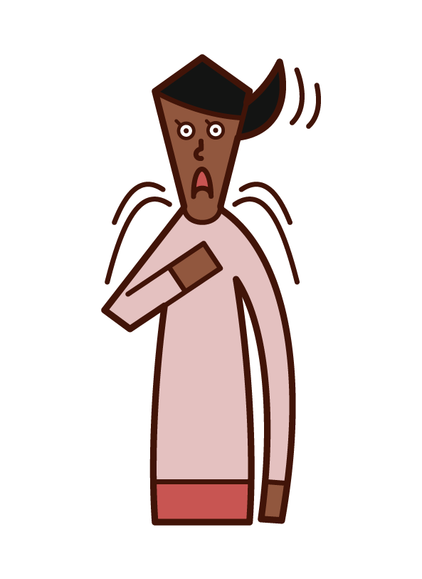 Illustration of a person (woman) who has hiccups
