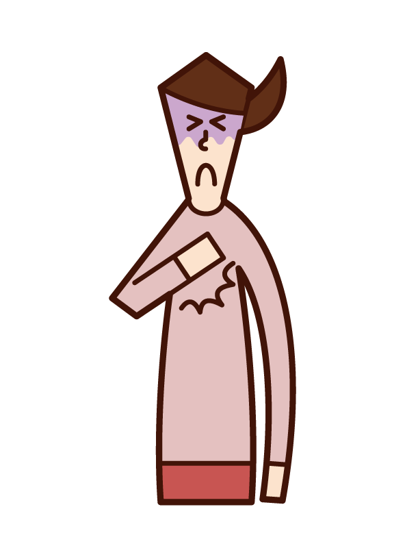 Illustration of a person who regrets or suffers (man)