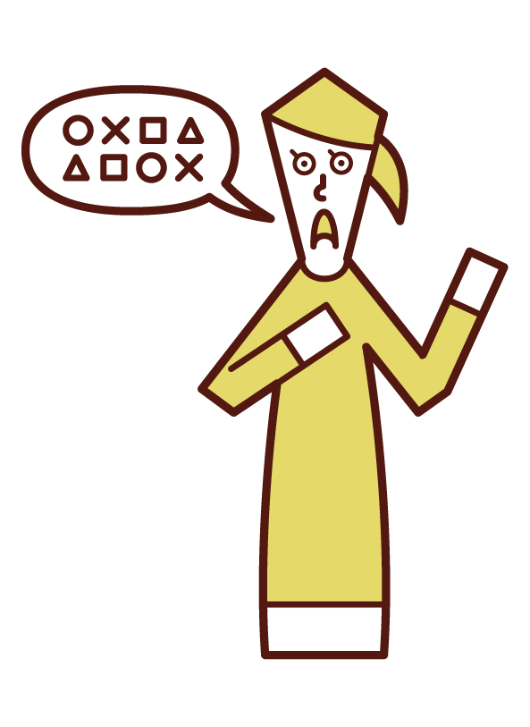 Illustration of a person (woman) who speaks in technical terms