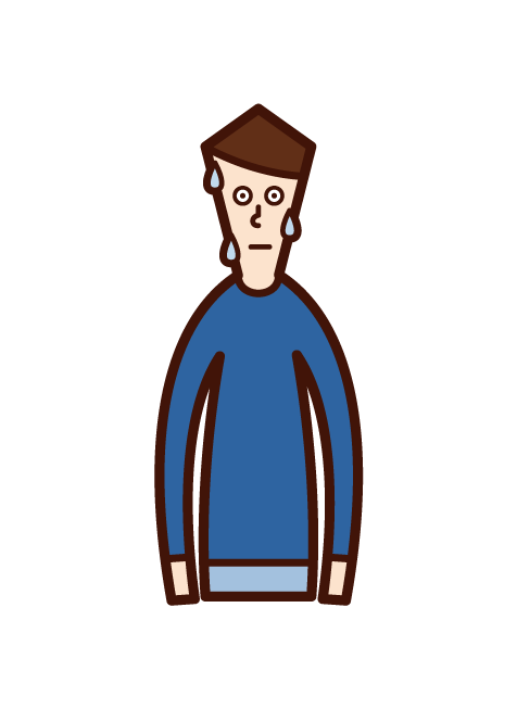 Illustration of a nervous person (man)