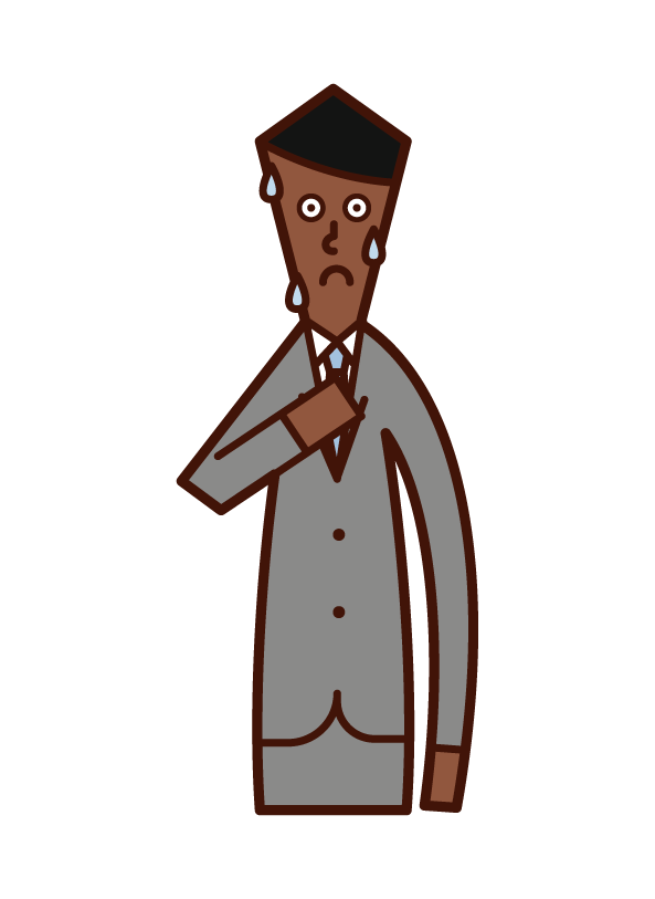 Illustration of a nervous person (man)