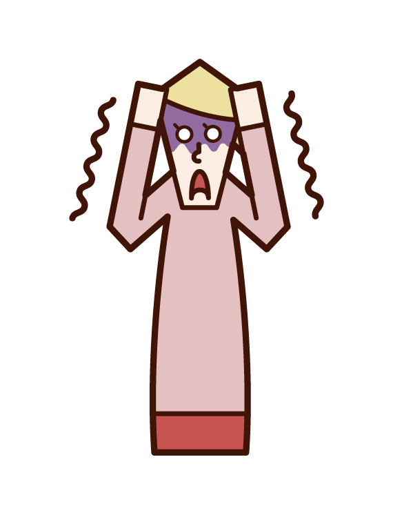 Illustration of a person (woman) frightened by fear