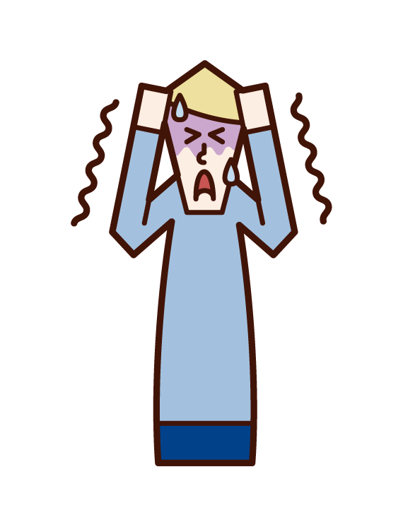 Illustration of a person (man) frightened by fear