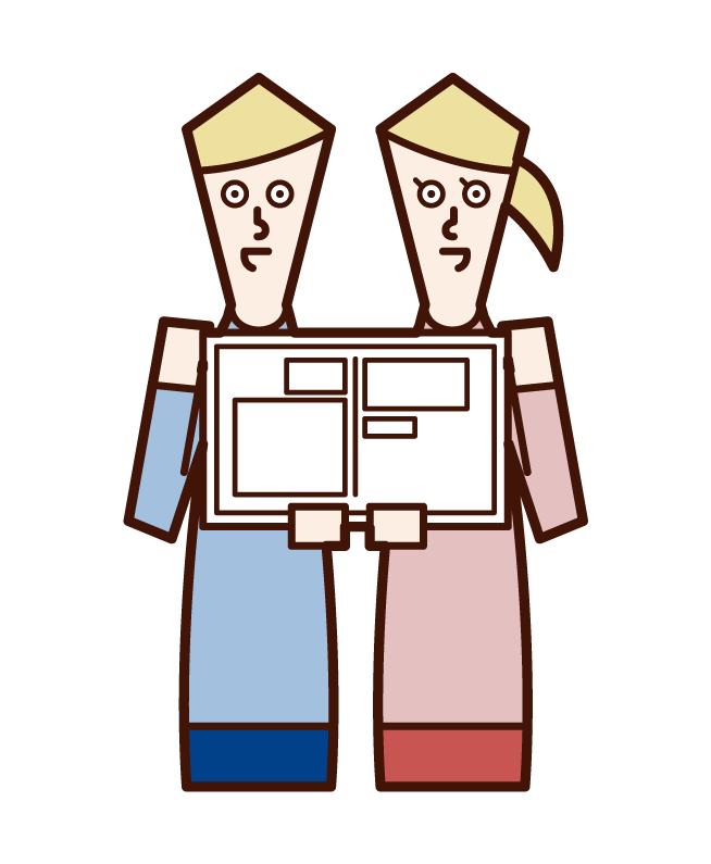 Illustration of a couple filing a marriage registration