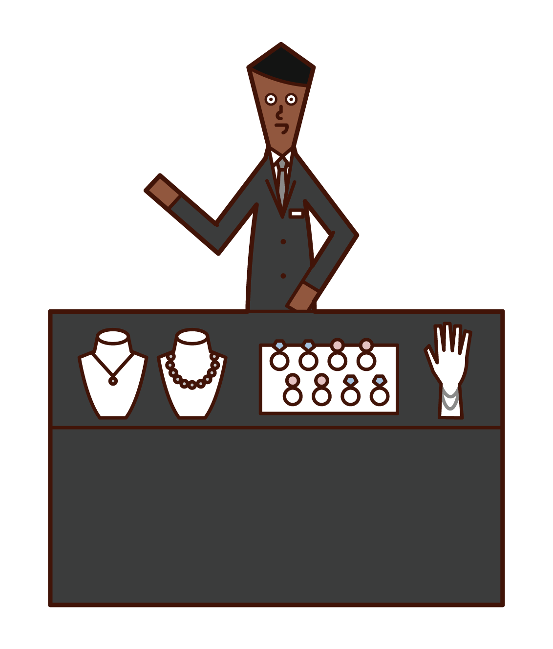 Illustration of a jewelry shop clerk (man)