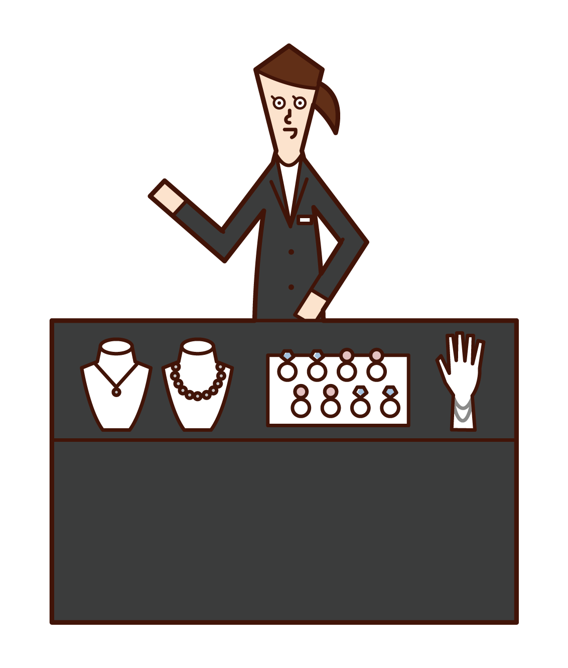 Illustration of a couple buying a ring at a jewelry store