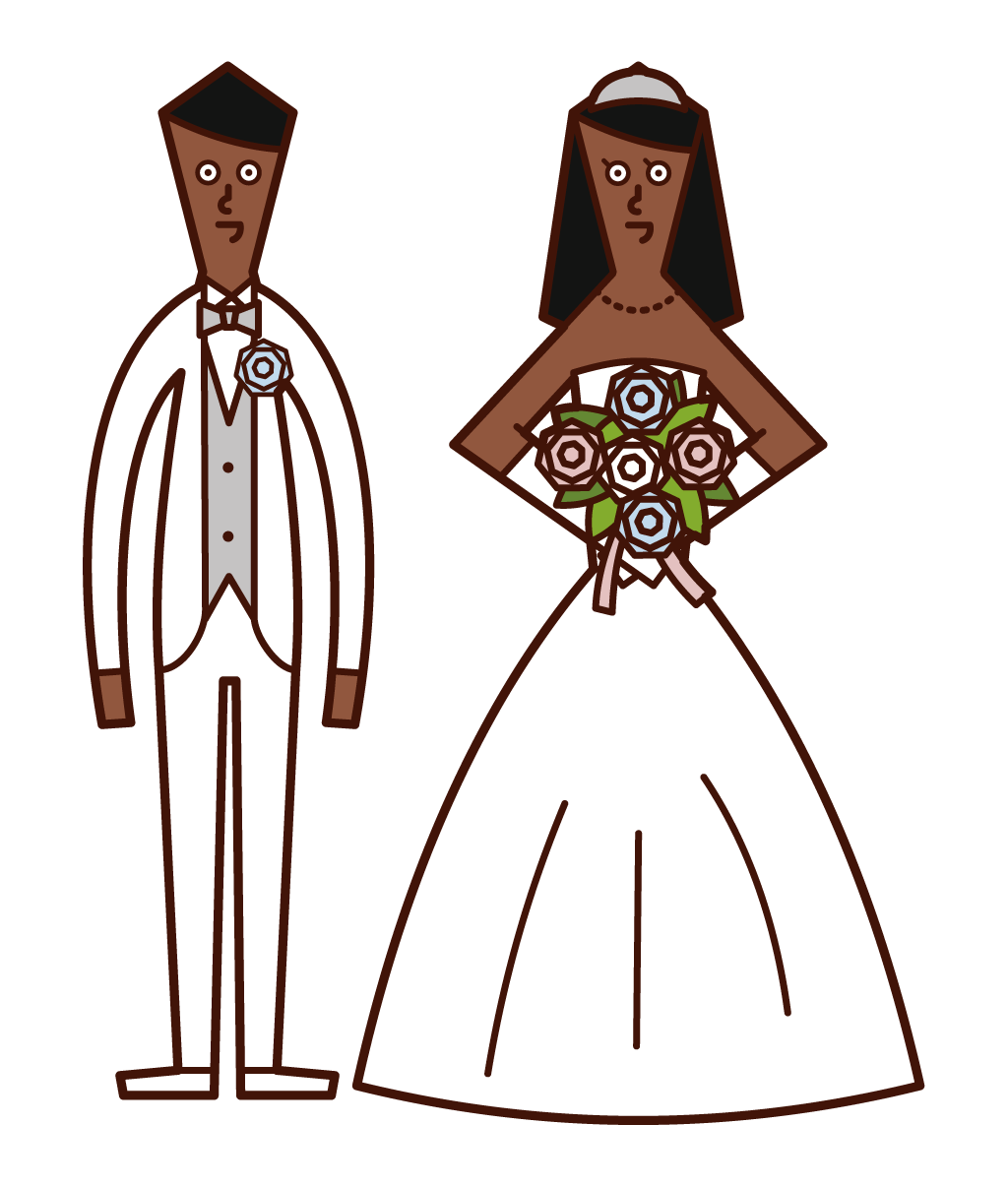 Illustration of bride and groom