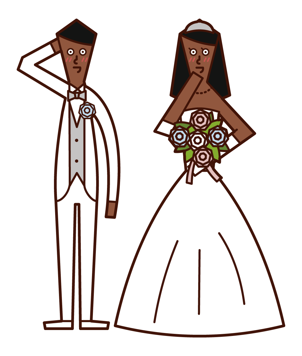 Illustration of a bright bride and groom