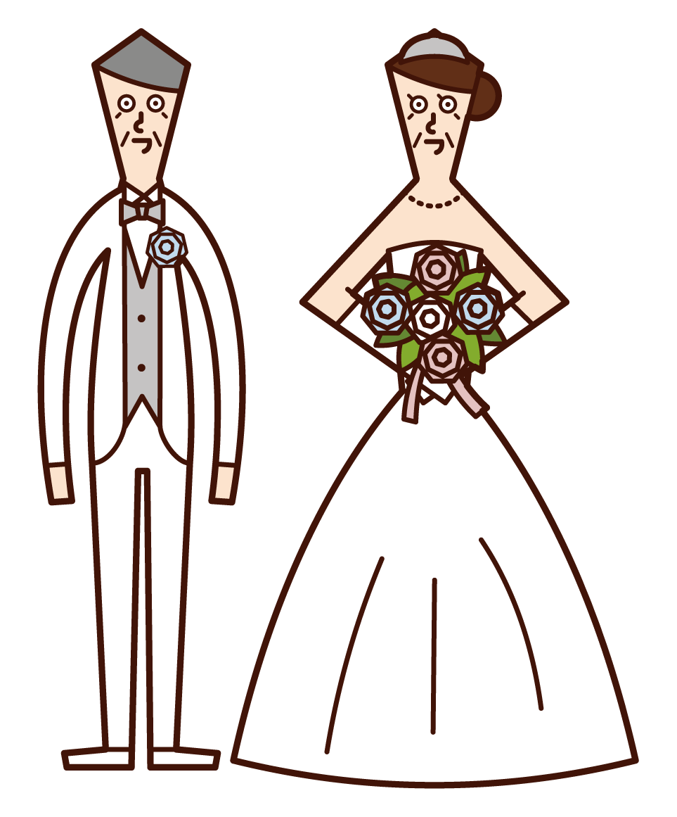 Illustration of a late married couple