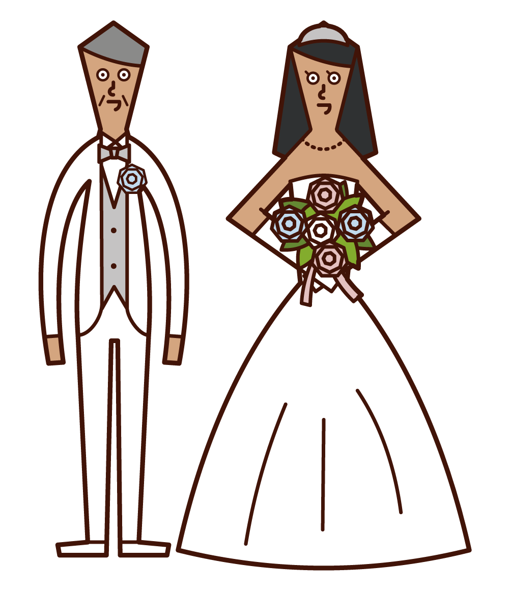 年齡差異婚姻和年齡差異的新郎和新娘的插圖