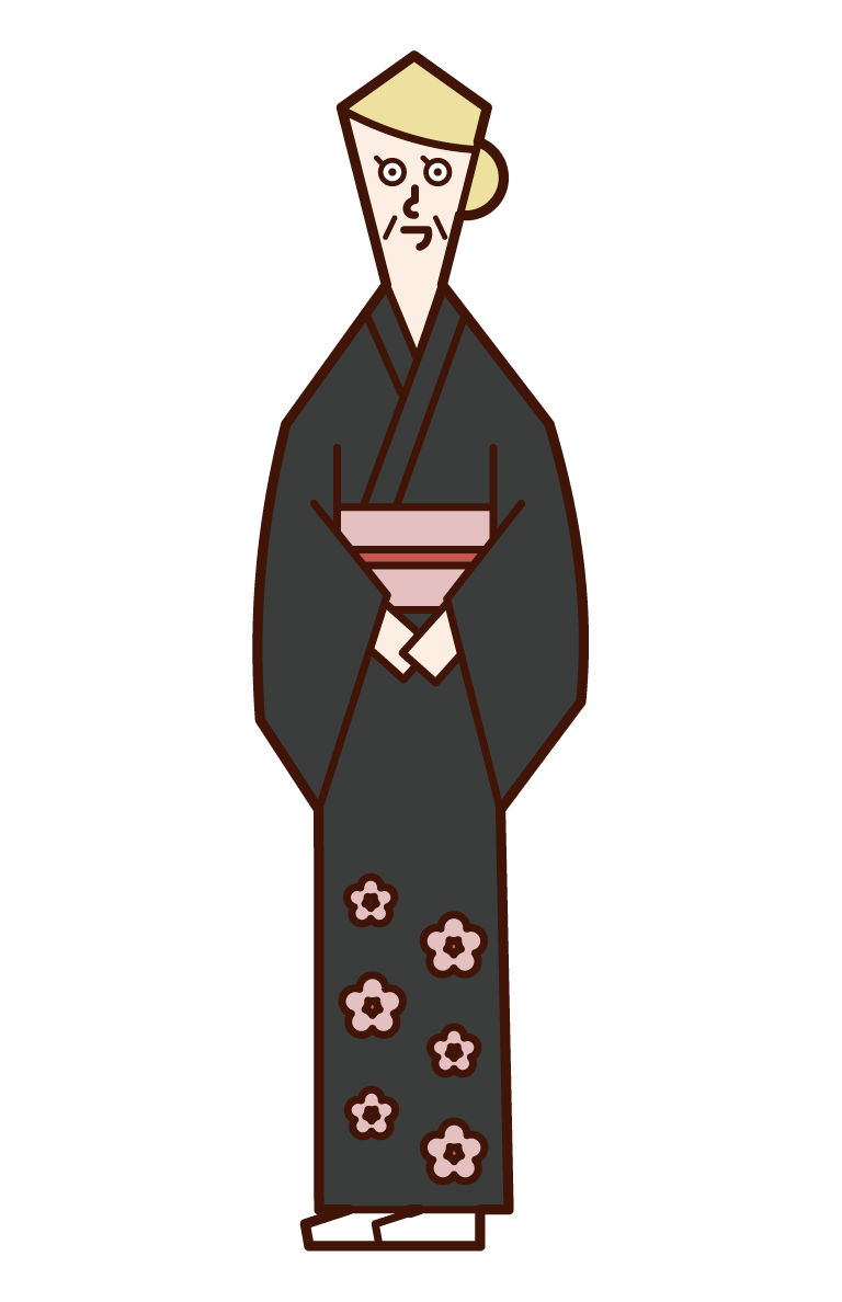 Illustration of a woman wearing a tosode