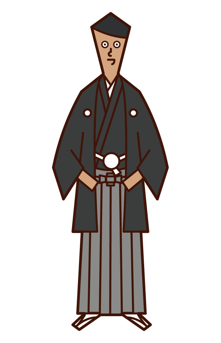 日本服裝的男性插圖