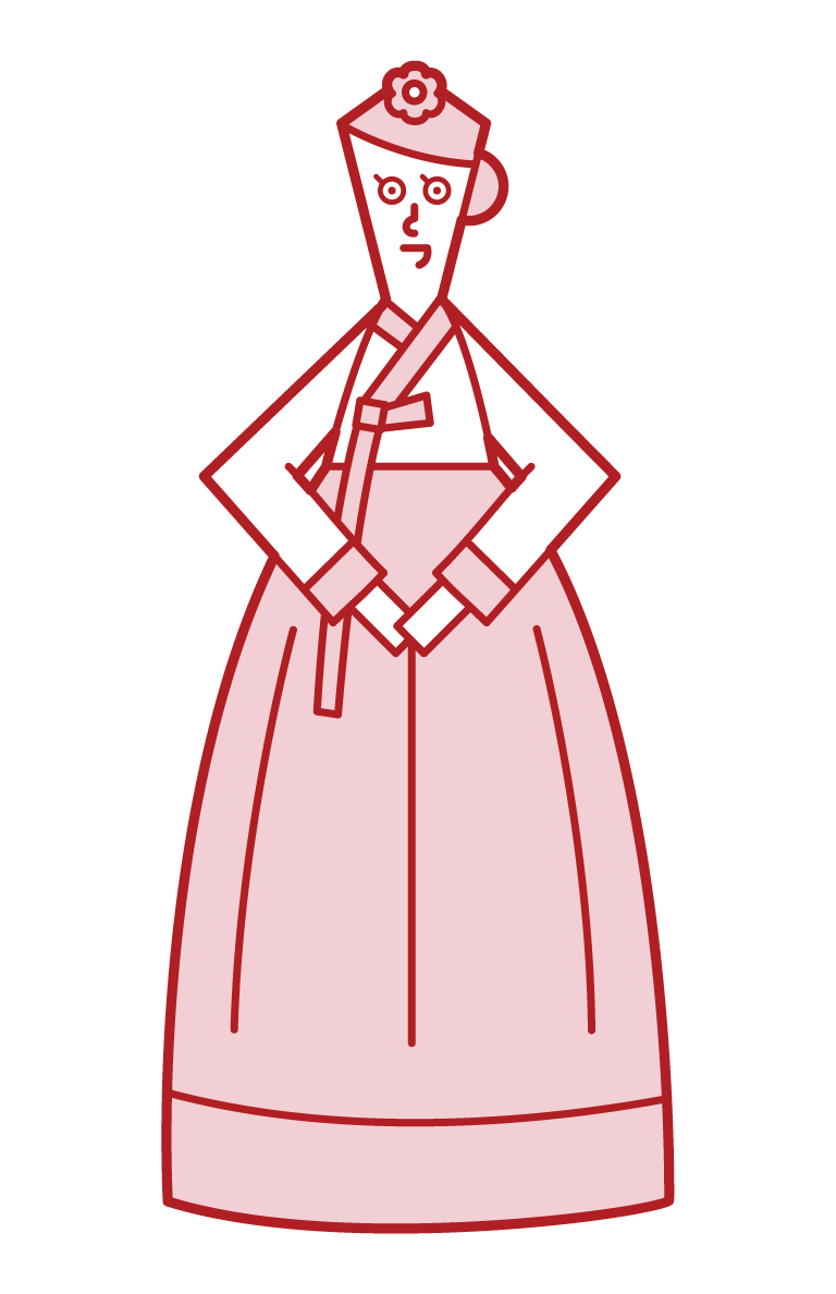 한복을 입은 여자(치마초고리)의 일러스트