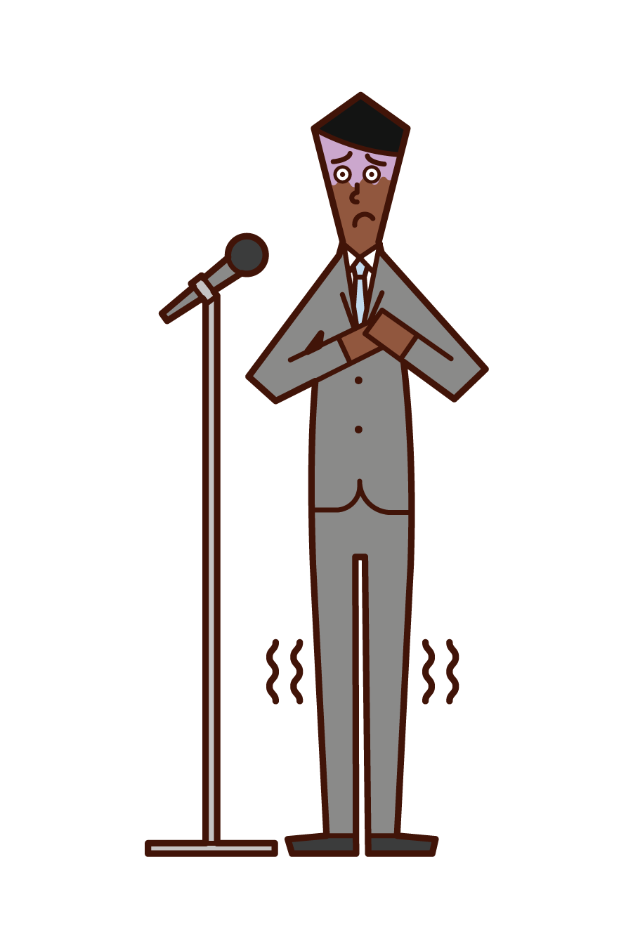 Illustration of a person (man) nervous in a speech