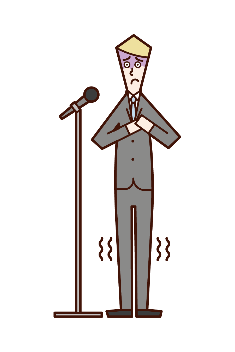 Illustration of a person (man) nervous in a speech