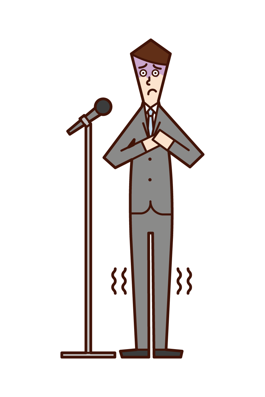 Illustration of a person (man) nervous in a speech