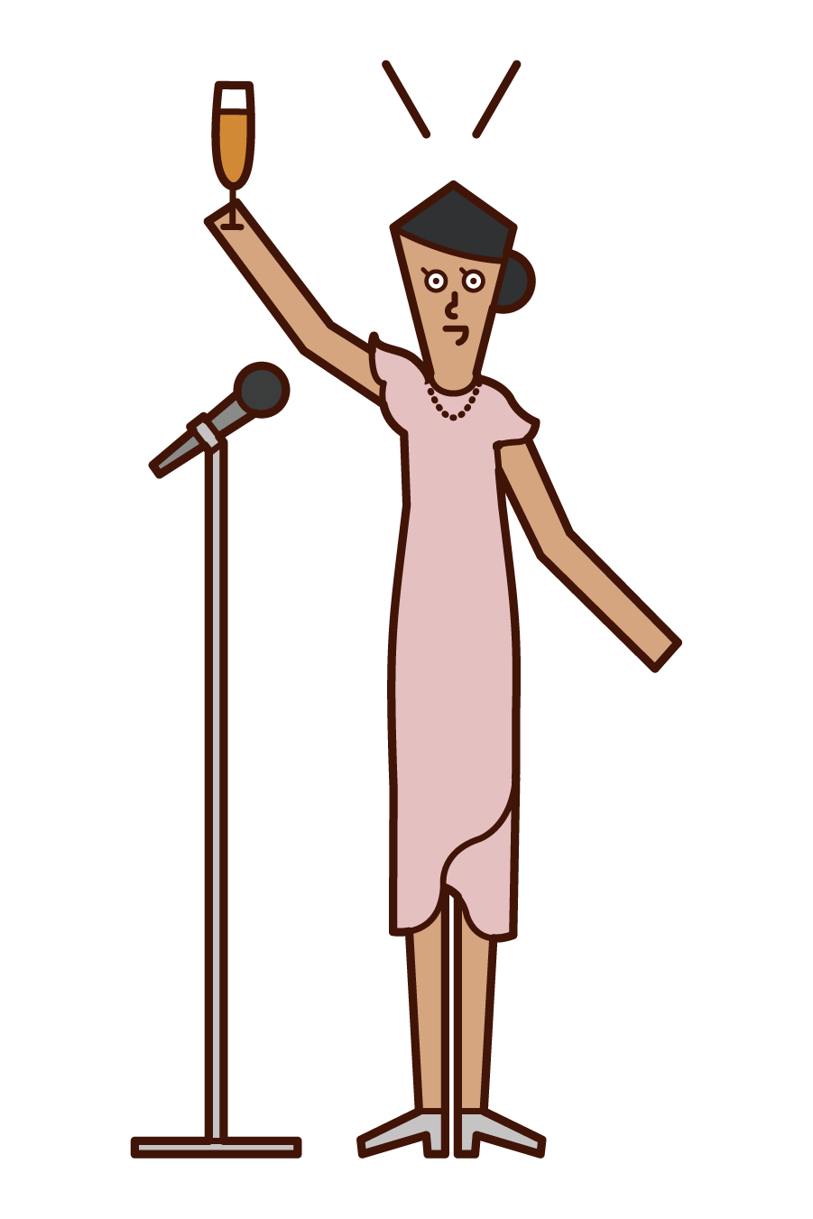 Illustration of a woman who takes the tone of a toast