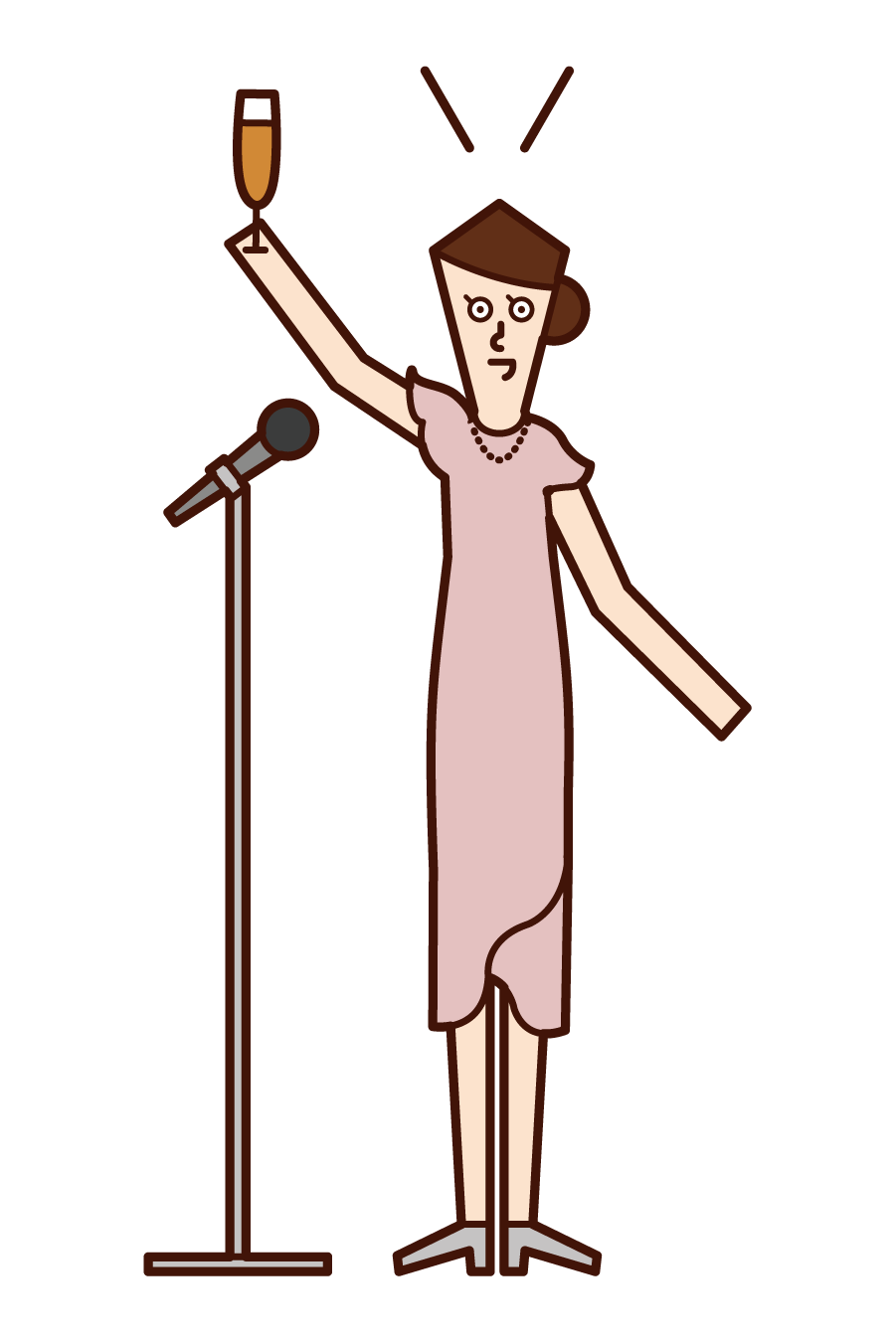 Illustration of a woman who takes the tone of a toast