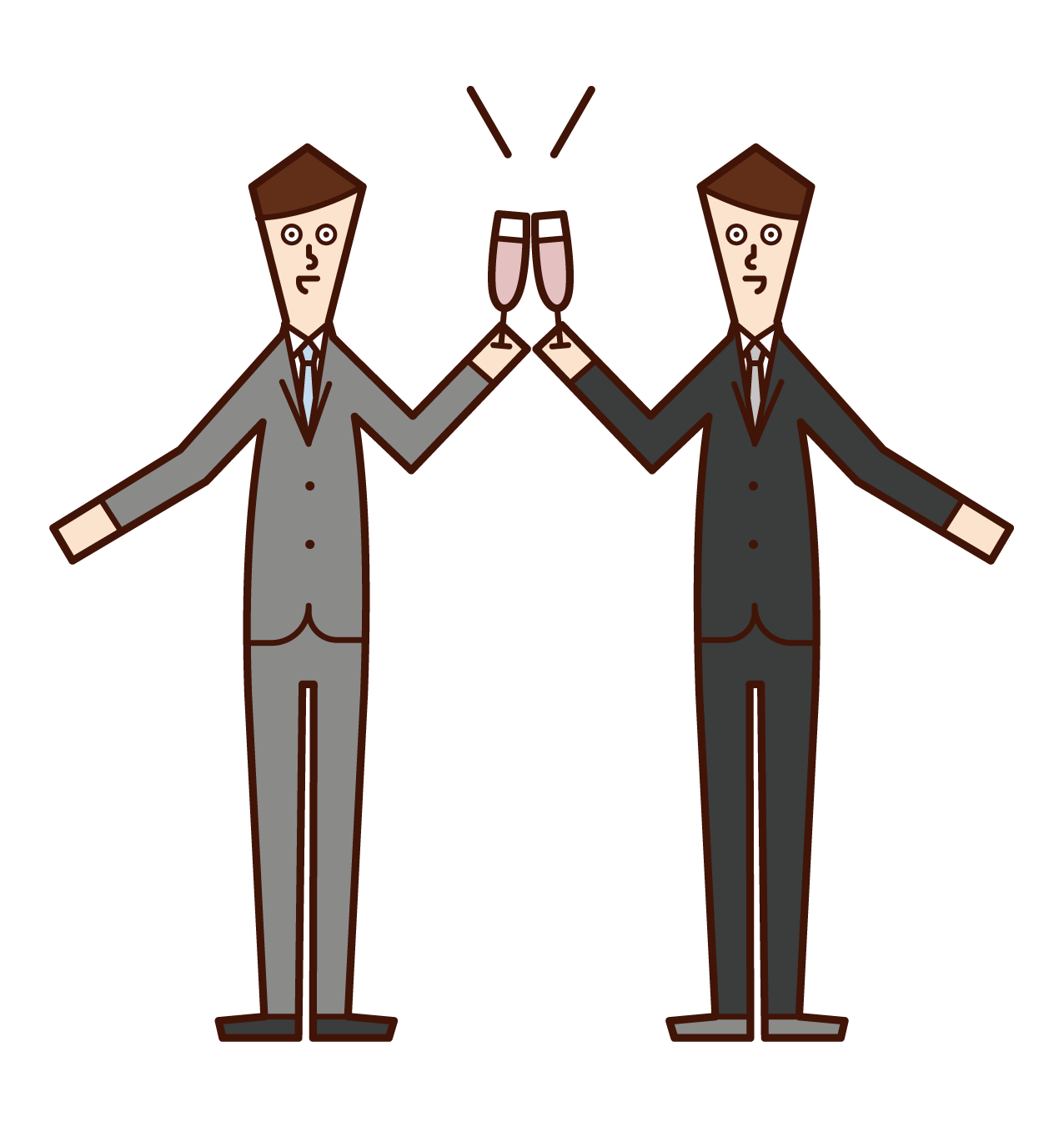 Illustration of bride and groom giving a speech