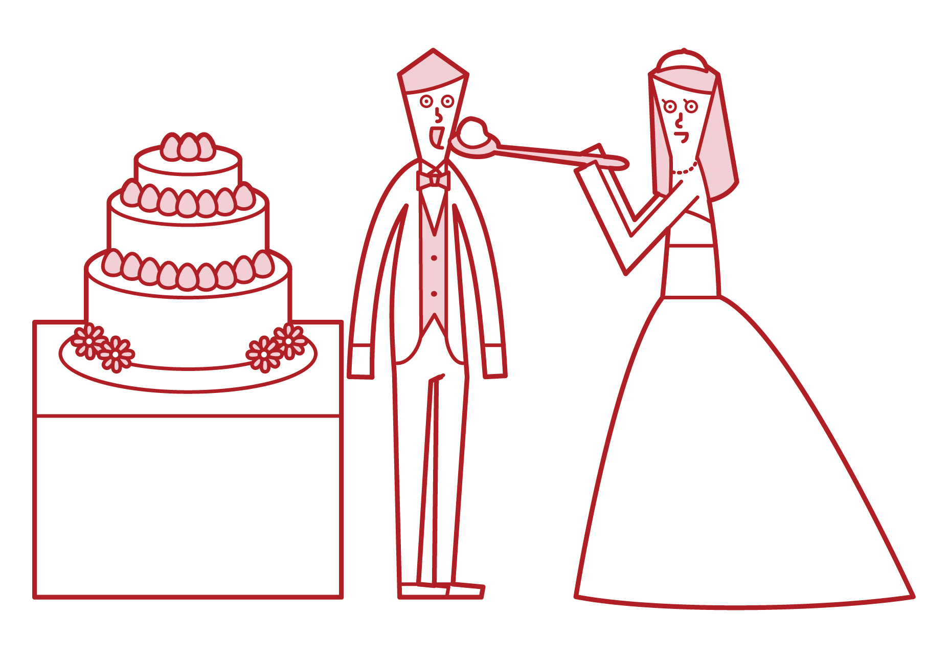 新娘和新郎做第一個字節的插圖
