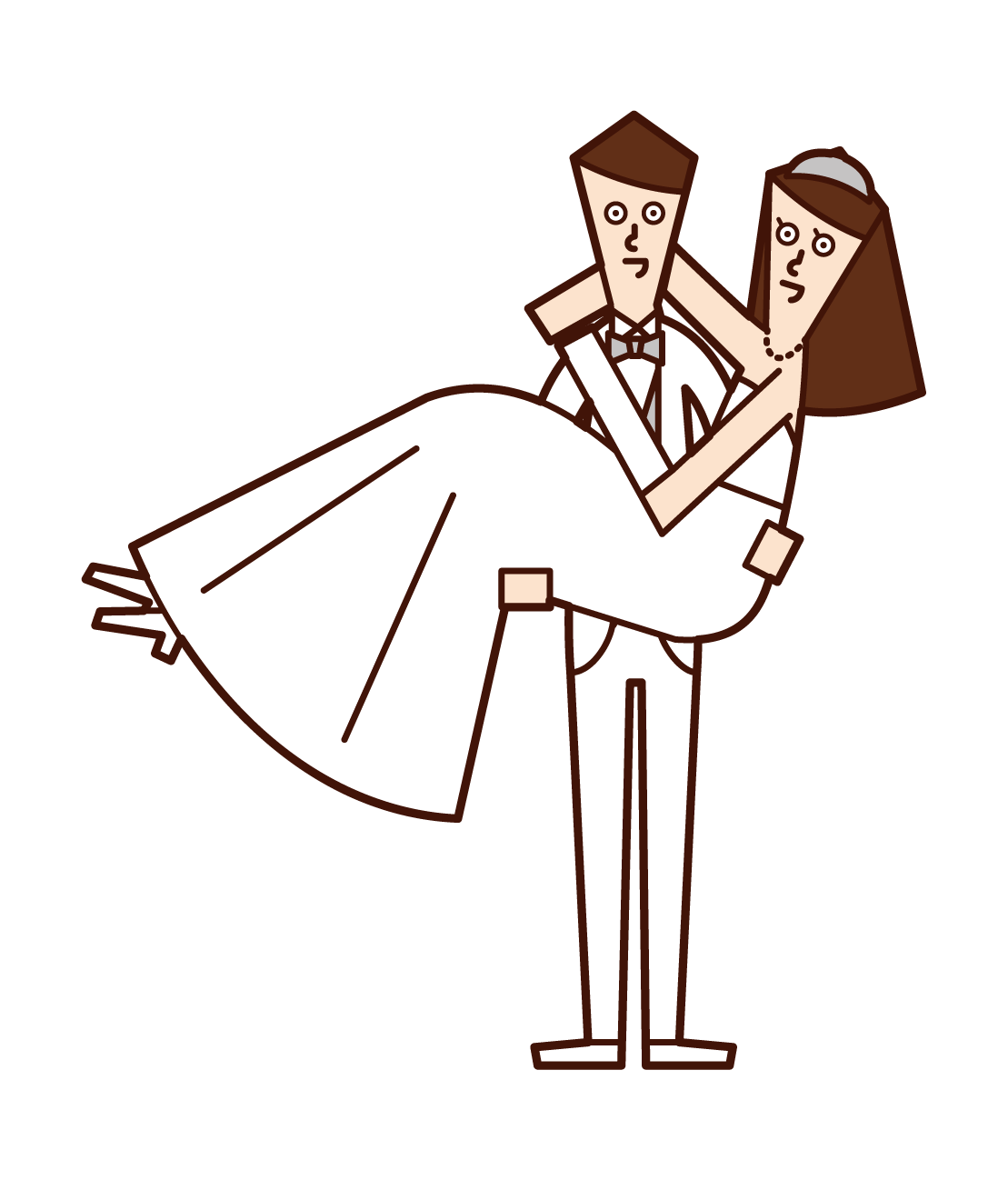 Illustration of groom holding a bride as a princess