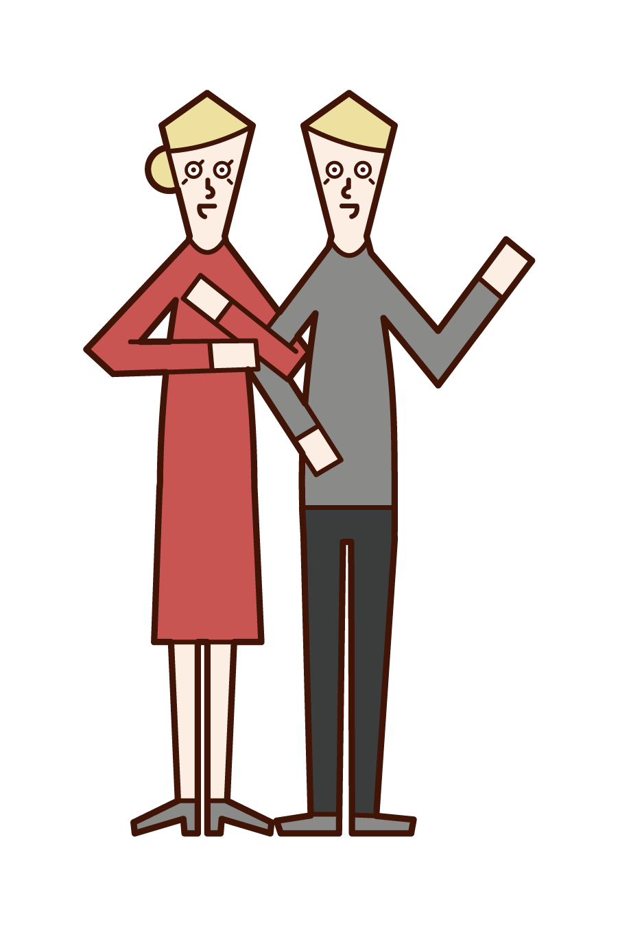 仲の良い中年夫婦のイラスト フリーイラスト素材 Kukukeke ククケケ