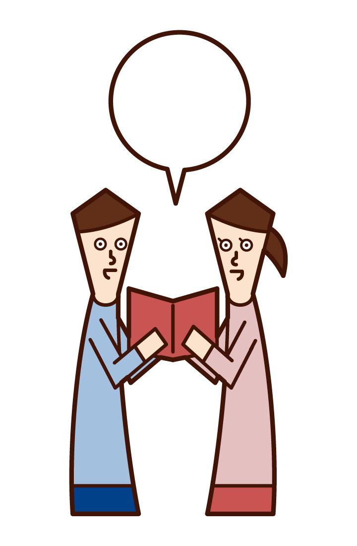 Illustration of a couple listening to advice