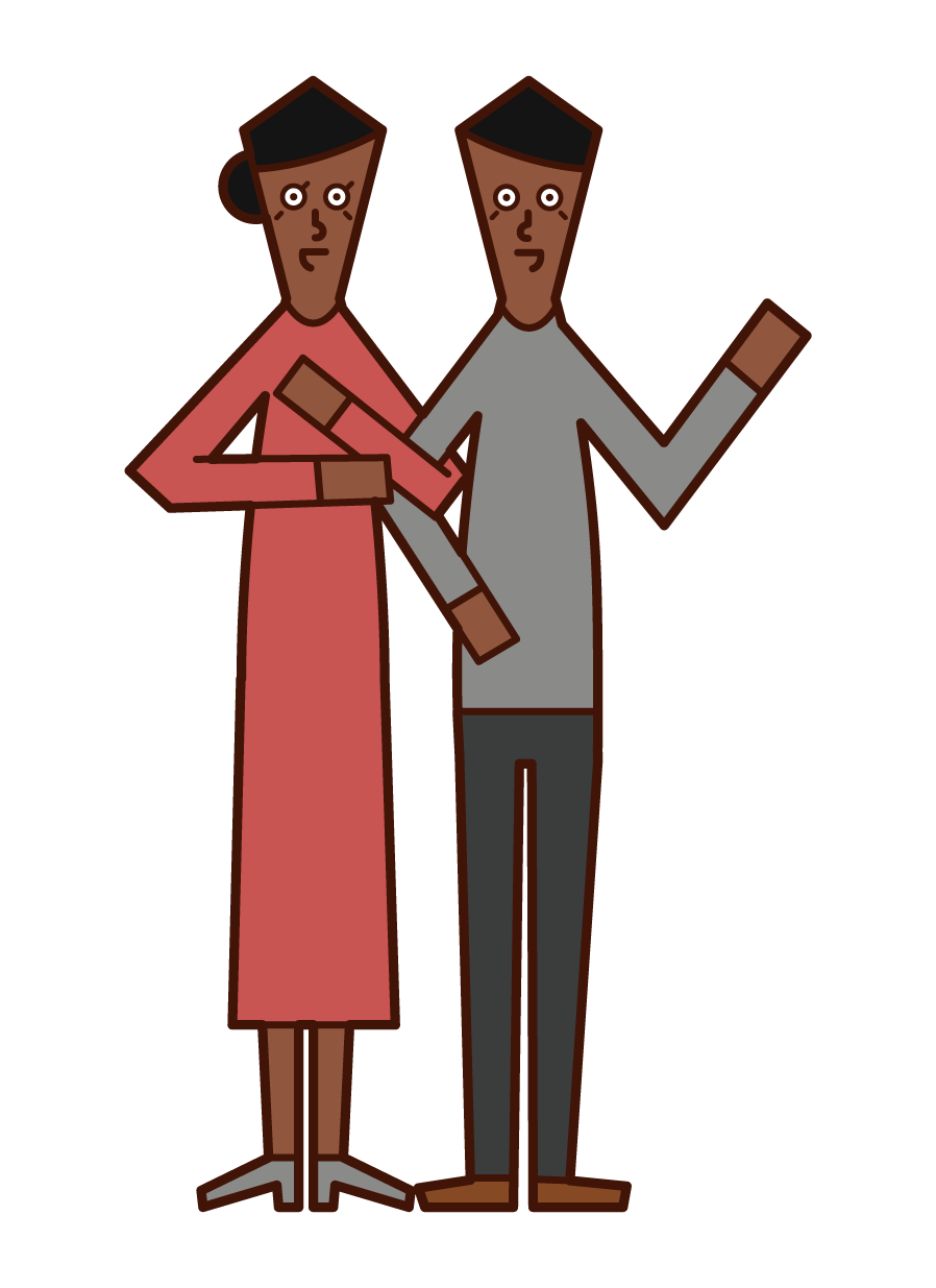 Illustration of a middle-elderly couple who are good friends