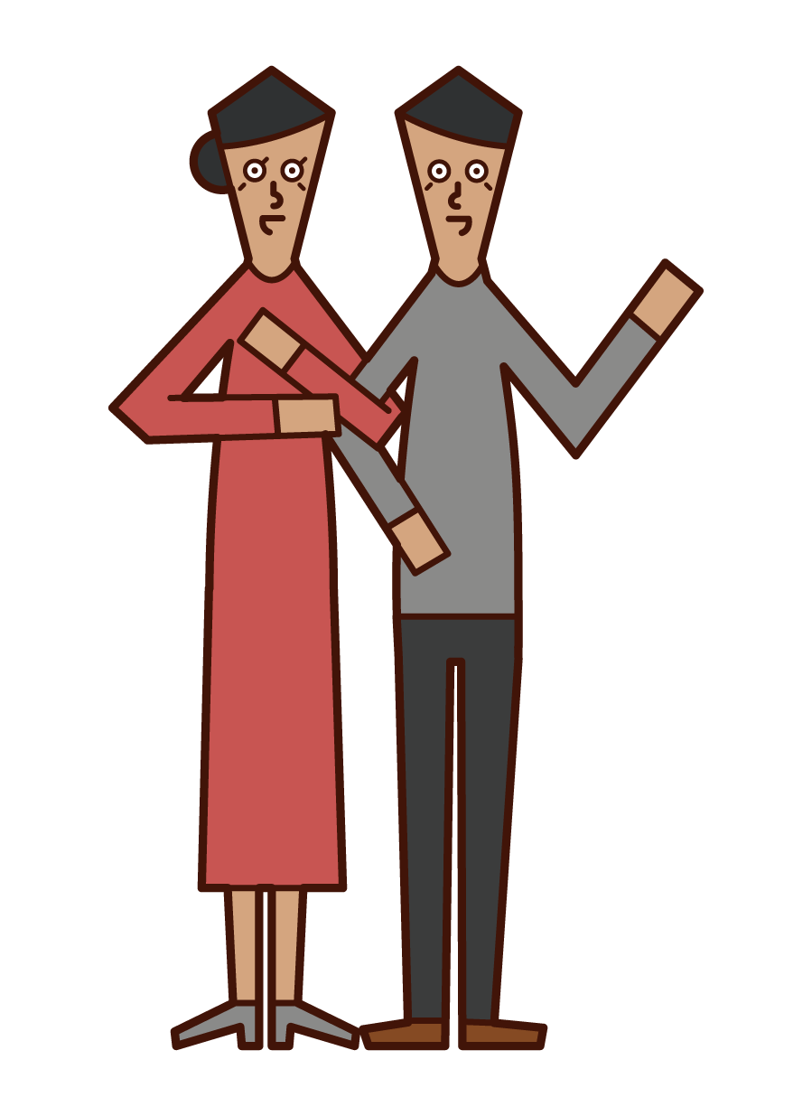 Illustration of a middle-elderly couple who are good friends