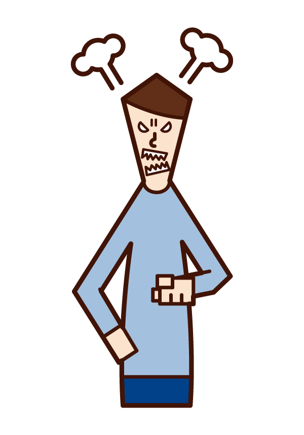 Illustration of a man who gets angry with his finger pointed