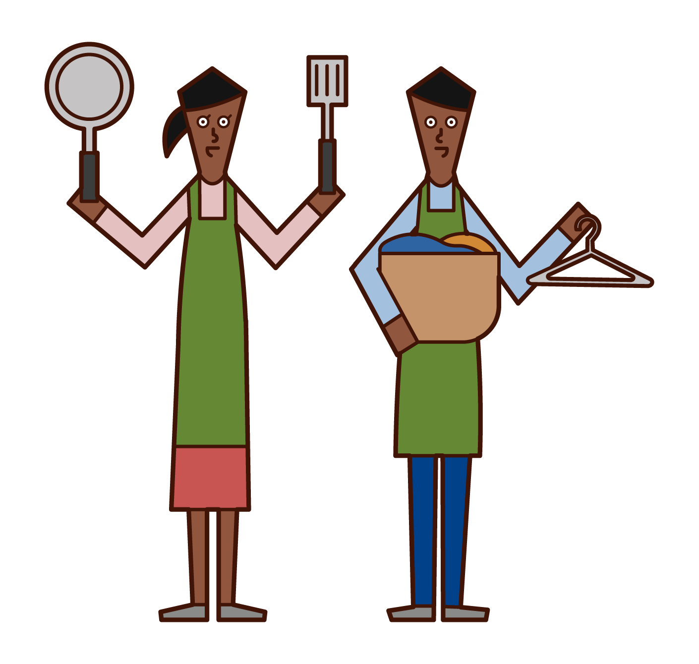 Illustration of a couple sharing housework