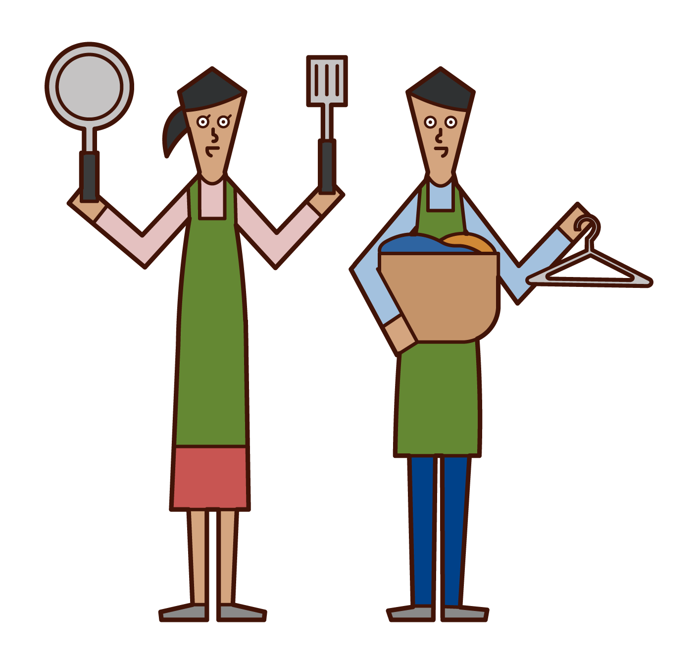 Illustration of a couple sharing housework