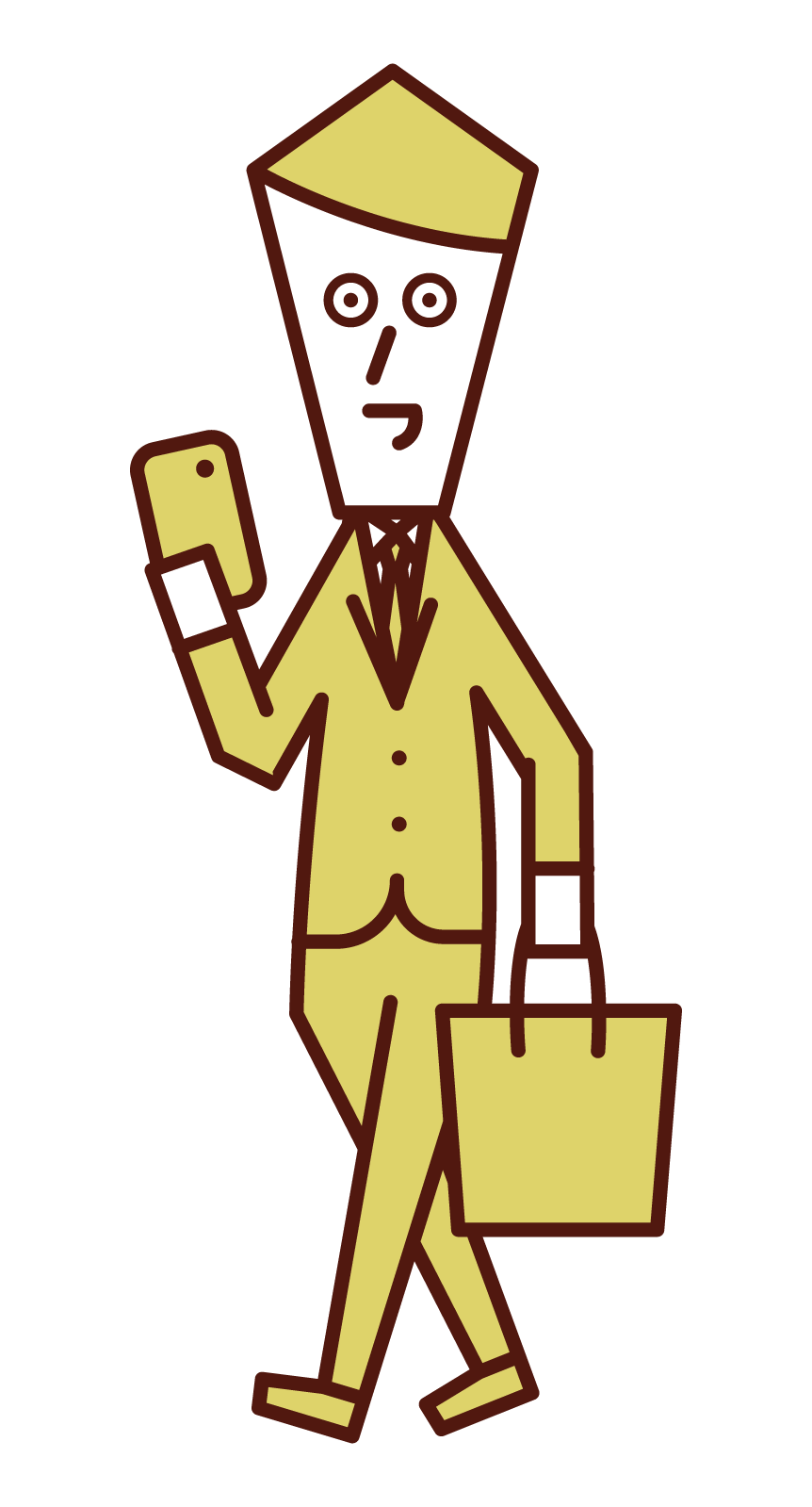 Illustration of a man using a smartphone while walking