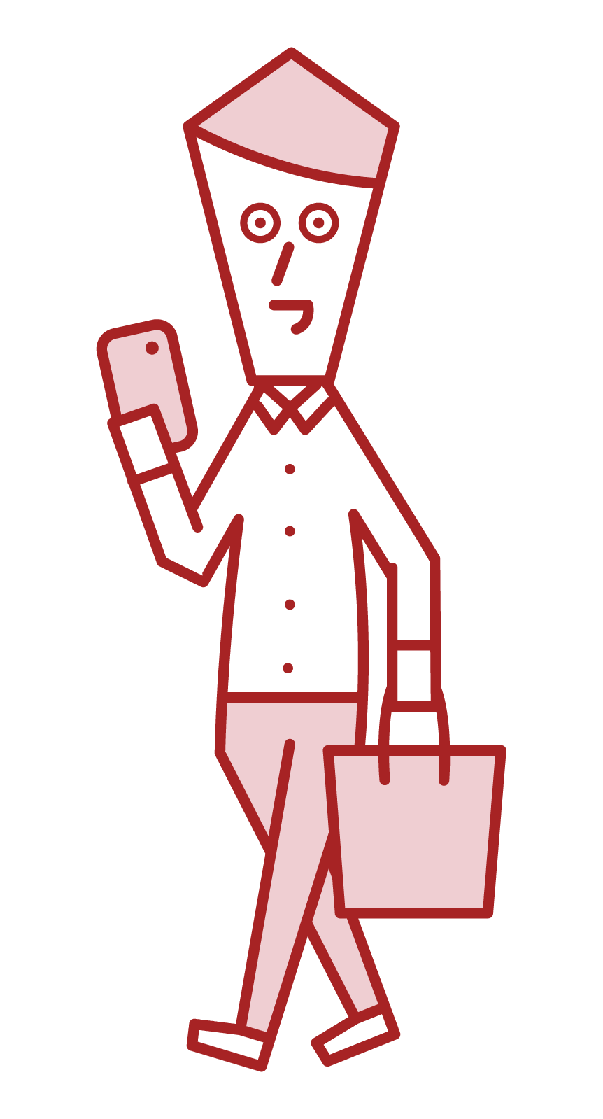 Illustration of a man using a smartphone while walking
