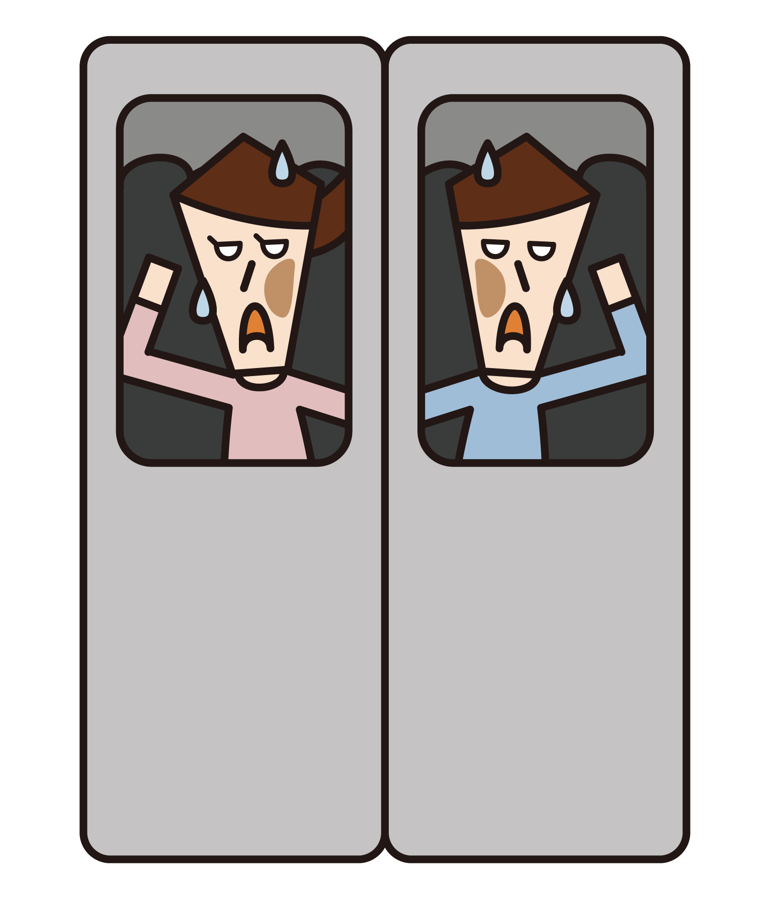 乘坐擁擠的火車的人的插圖
