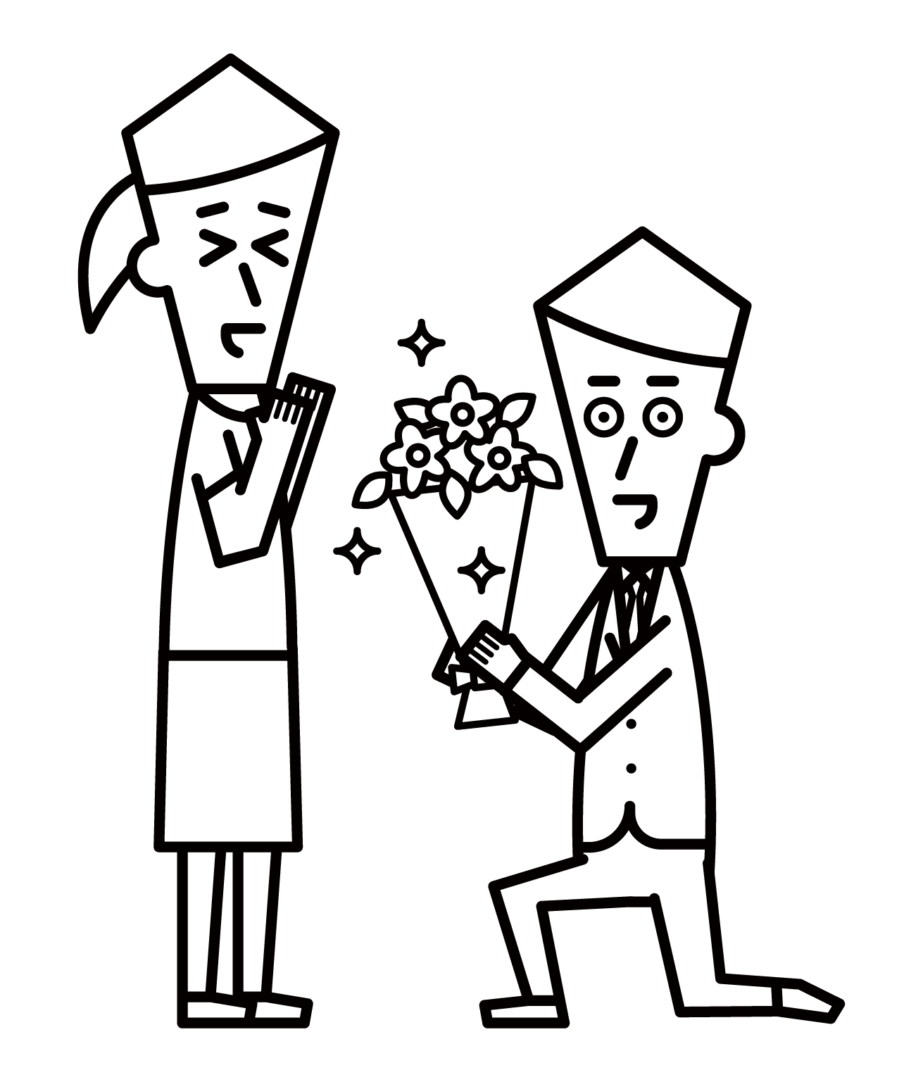 通過花束求婚的人（男性）的插圖