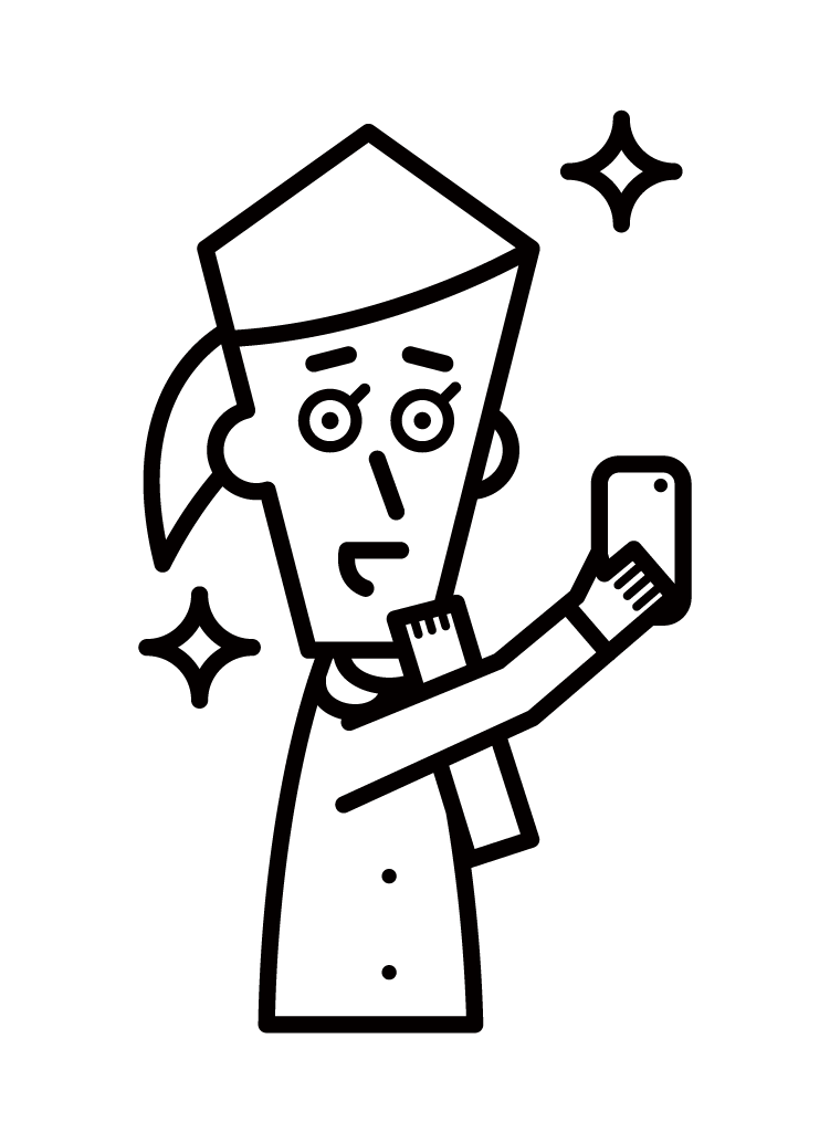 Illustration of a woman taking a selfie with a smartphone