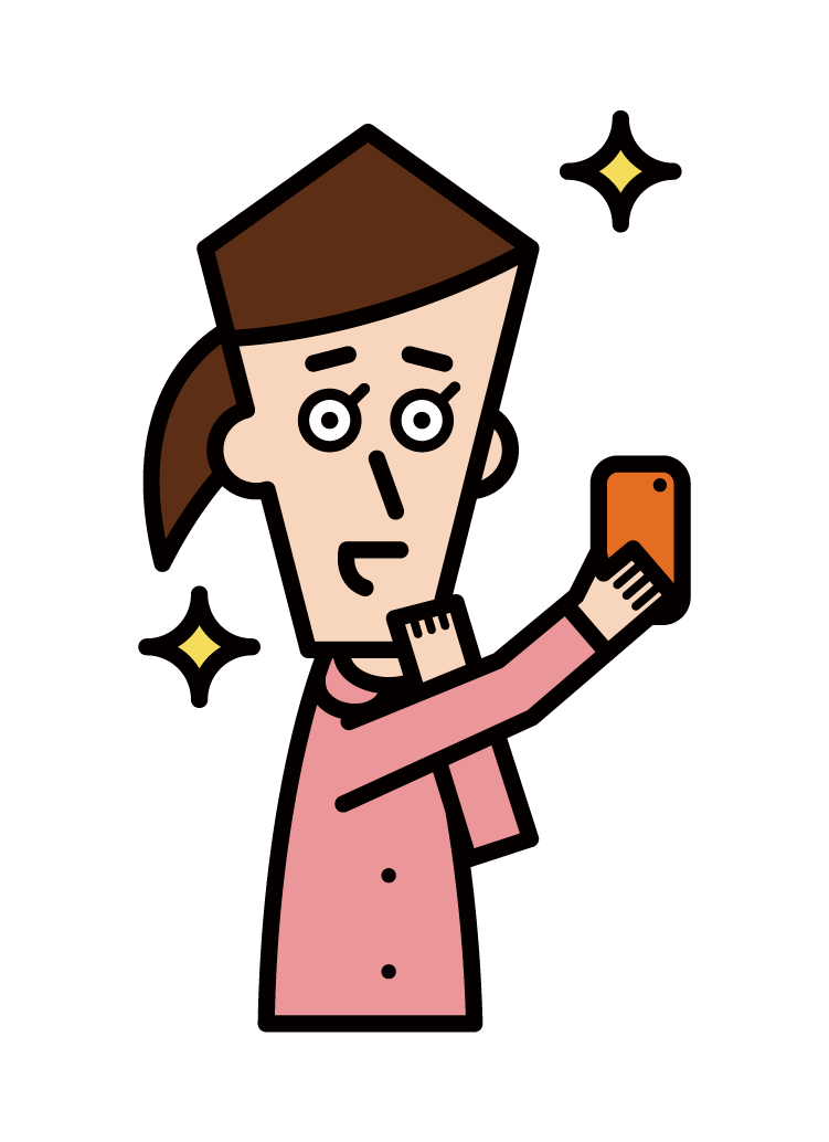 Illustration of a woman taking a selfie with a smartphone