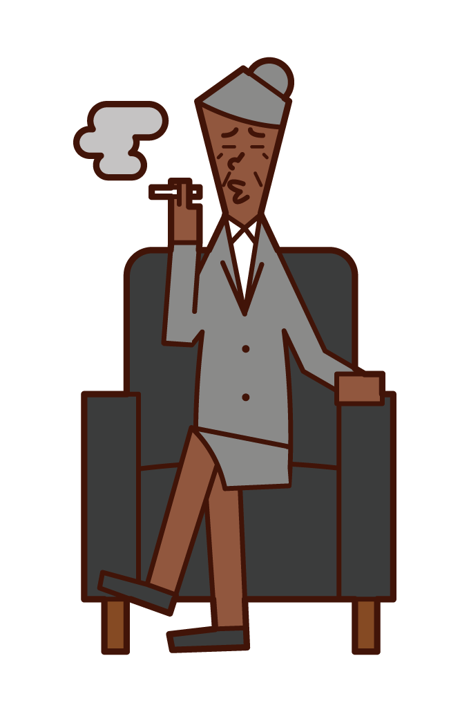 ソファに座ってタバコを吸う社長（女性）のイラスト