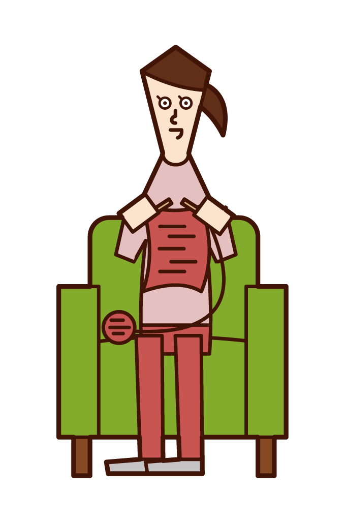 Illustration of a knitting person (woman)