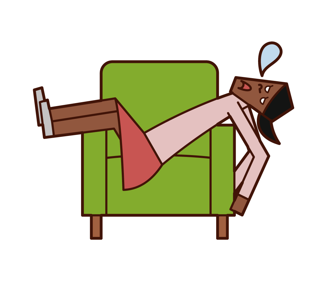 睡在沙發上的人（女性）的插圖