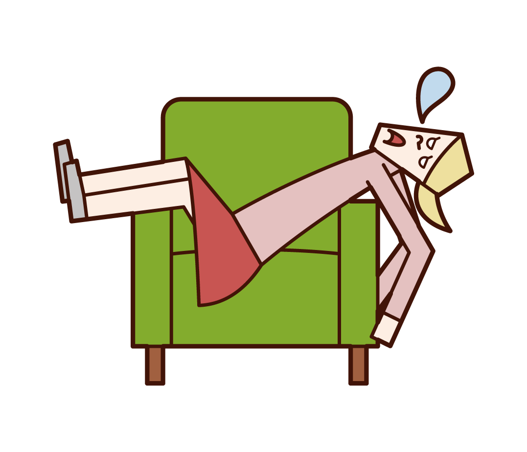 Illustration of a woman sleeping on a sofa