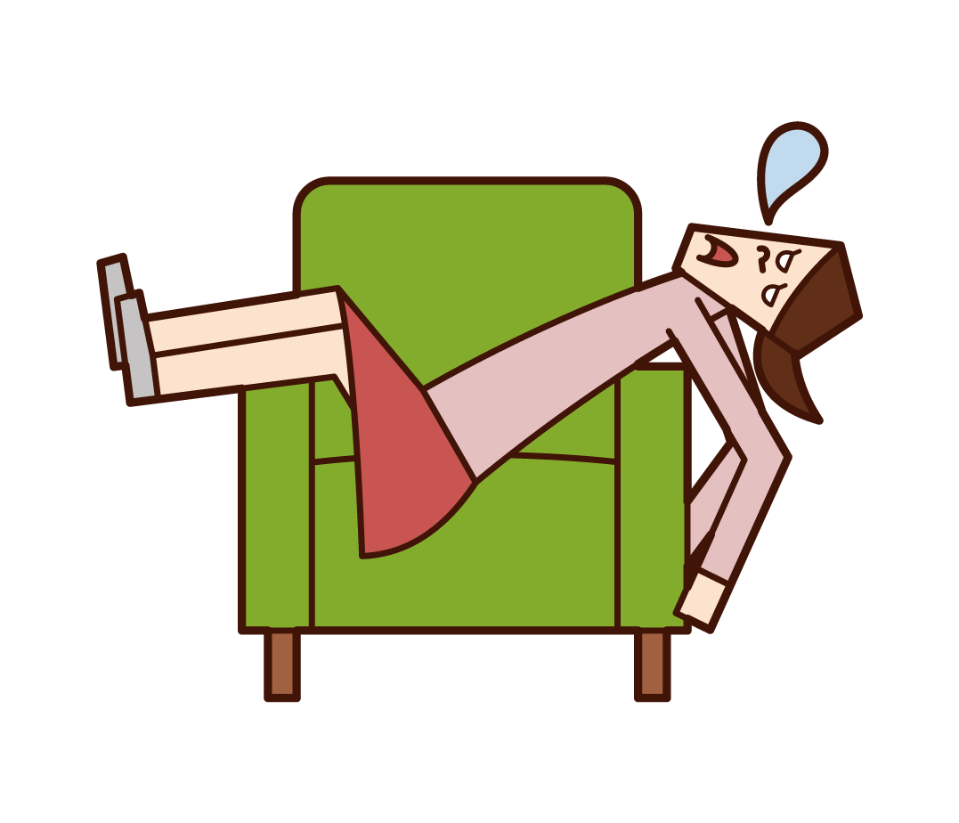 Illustration of a woman sleeping on a sofa