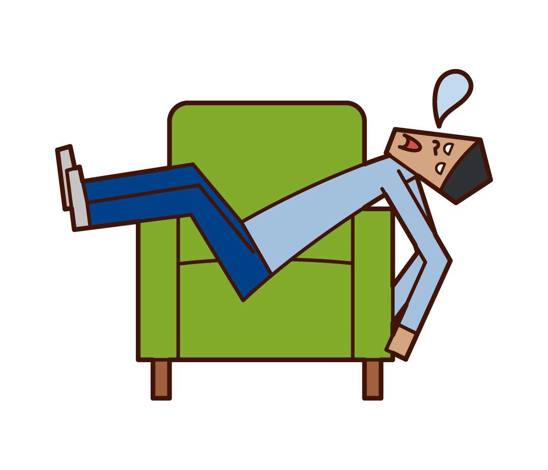 Illustration of a man sleeping on a sofa