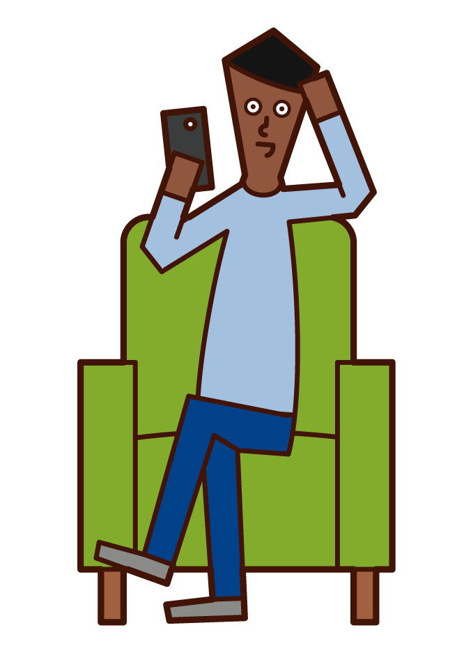 Illustration of a man sitting on a smartphone