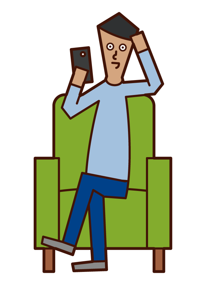 Illustration of a man sitting on a smartphone